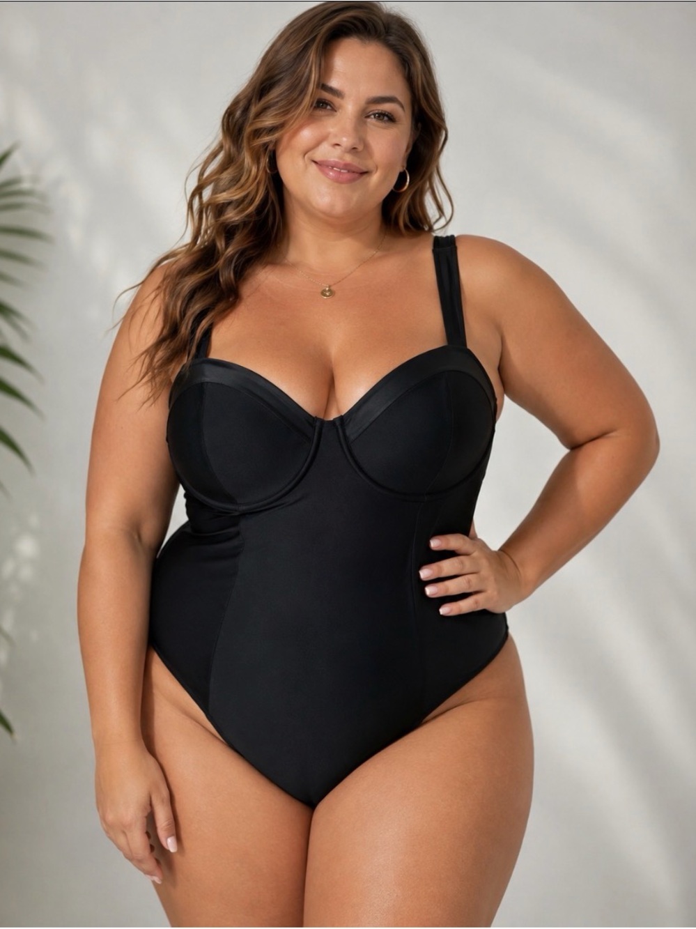 Black Size 1X Underwire One-Piece Swimsuit - Women Swim Paramour UPF 50+ NWT